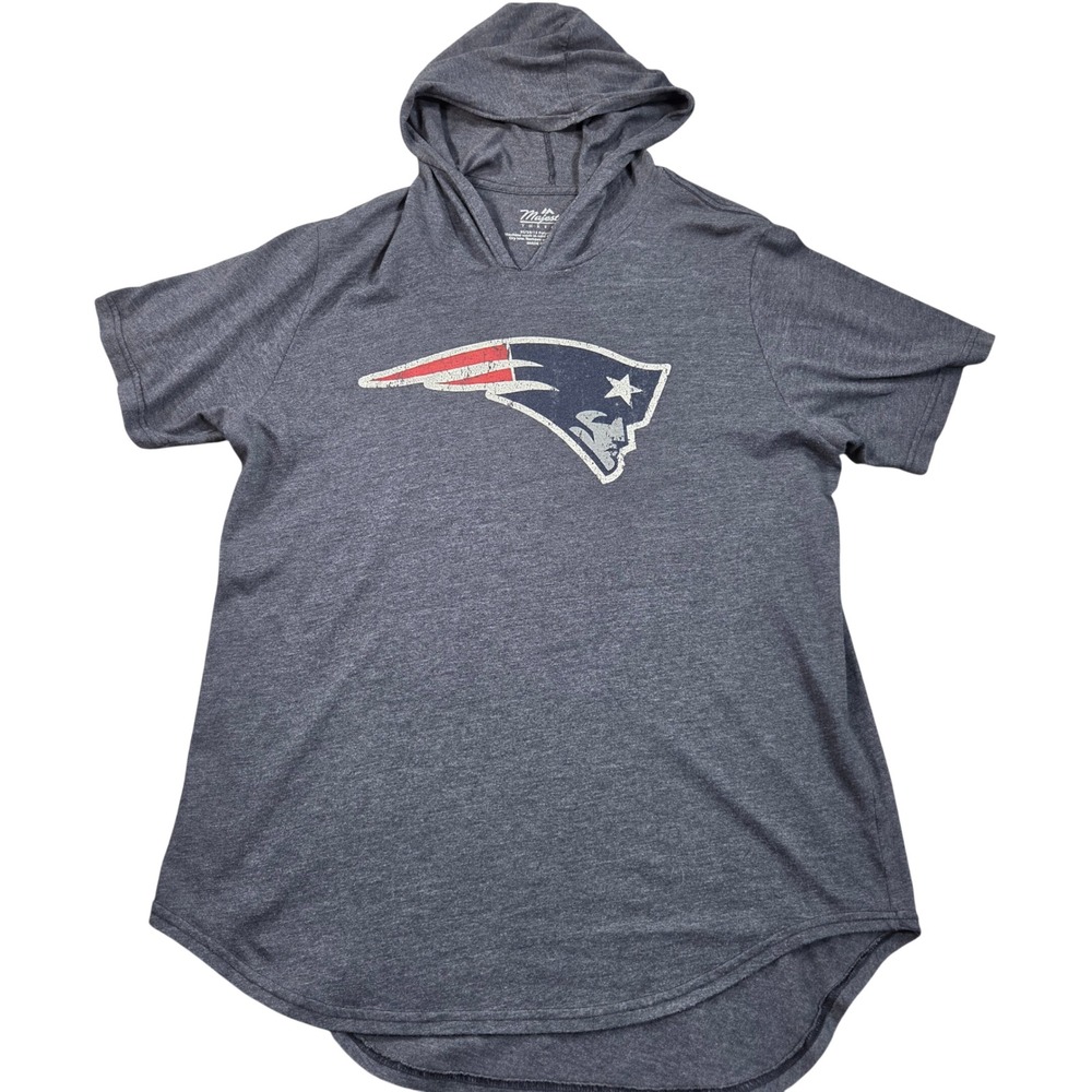 New England Patriots T-Shirt Hoodie Womens XL Gray Short Sleeve Majestic Threads